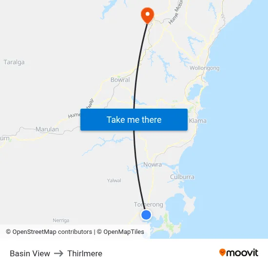 Basin View to Thirlmere map