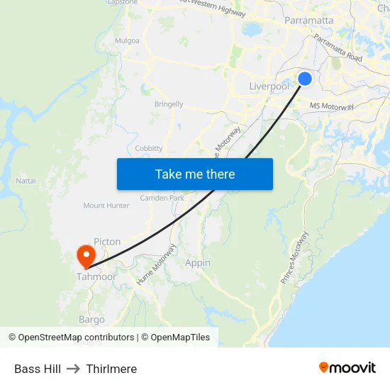 Bass Hill to Thirlmere map