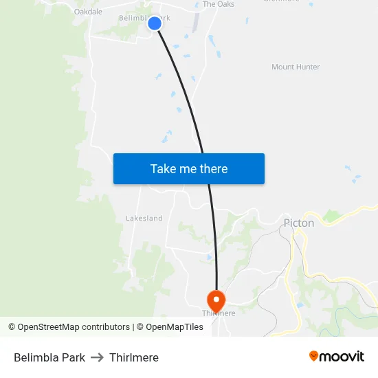 Belimbla Park to Thirlmere map