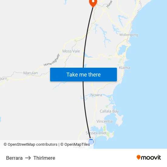 Berrara to Thirlmere map