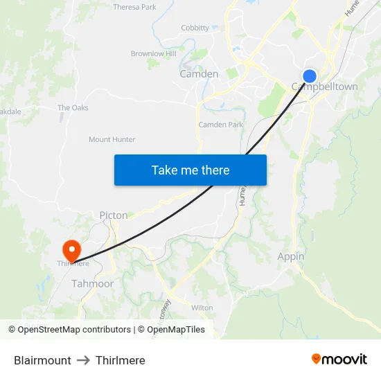 Blairmount to Thirlmere map