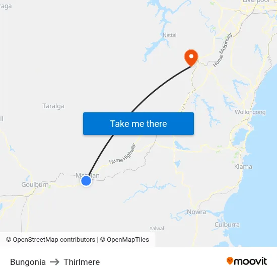 Bungonia to Thirlmere map