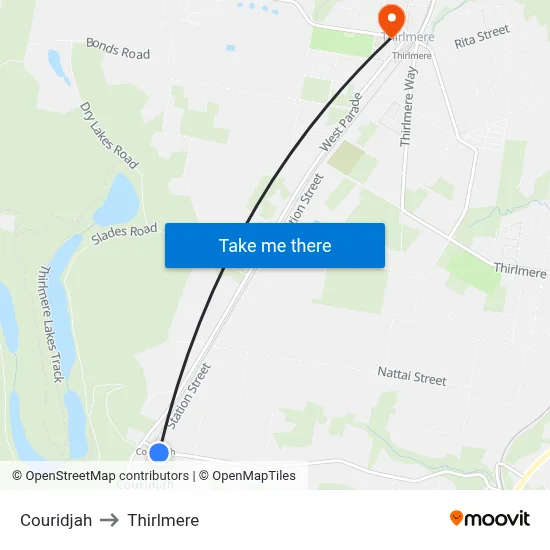 Couridjah to Thirlmere map