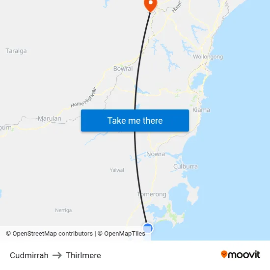 Cudmirrah to Thirlmere map