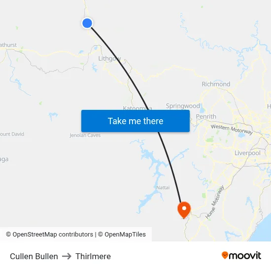 Cullen Bullen to Thirlmere map
