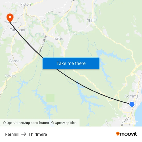 Fernhill to Thirlmere map