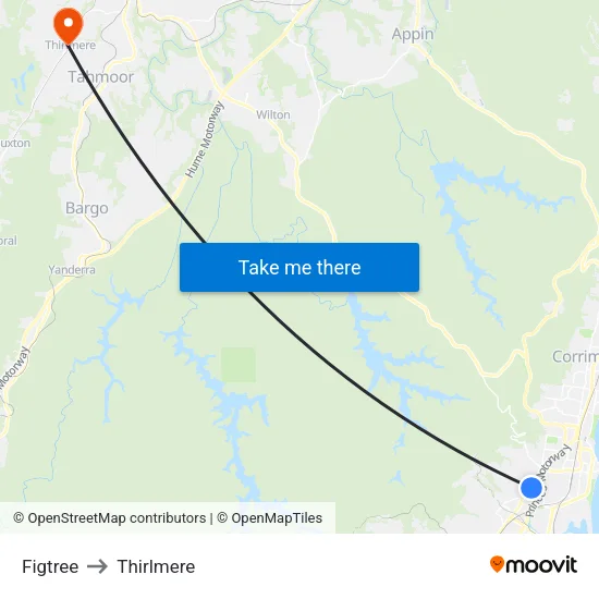 Figtree to Thirlmere map