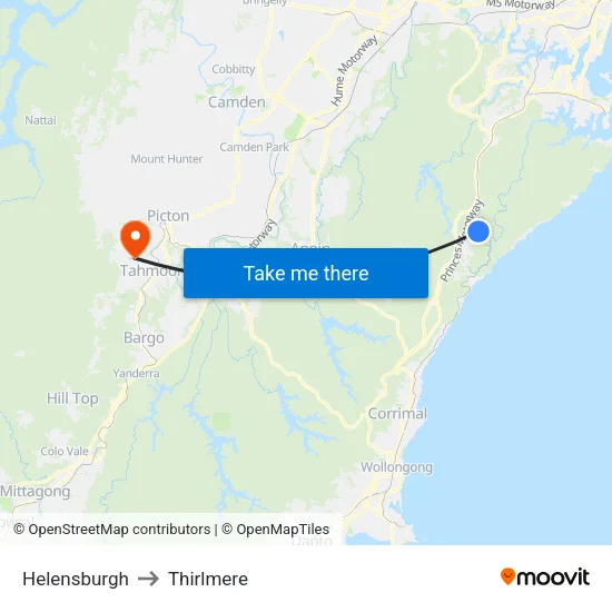 Helensburgh to Thirlmere map