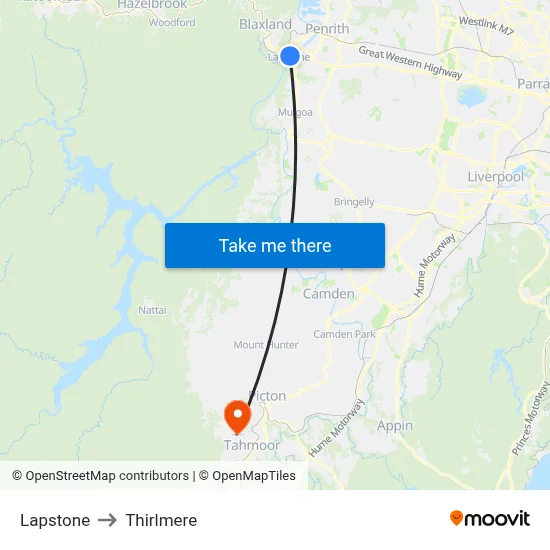 Lapstone to Thirlmere map