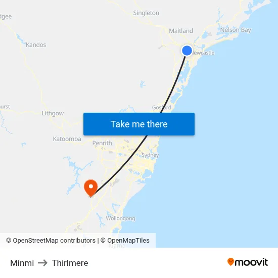 Minmi to Thirlmere map
