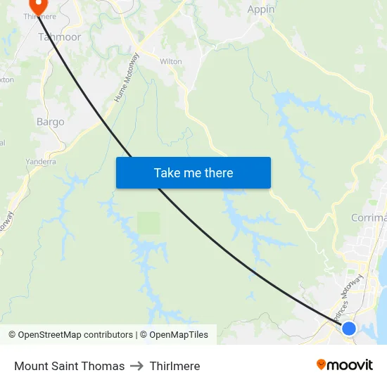 Mount Saint Thomas to Thirlmere map