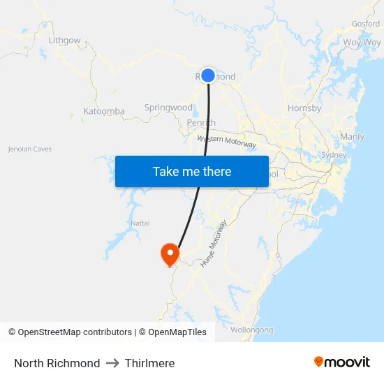 North Richmond to Thirlmere map