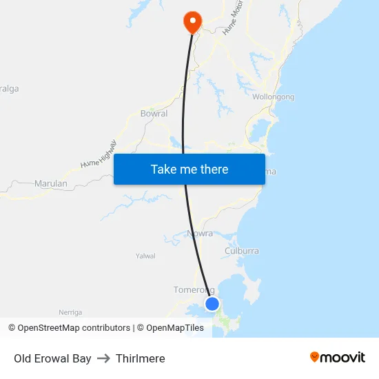 Old Erowal Bay to Thirlmere map