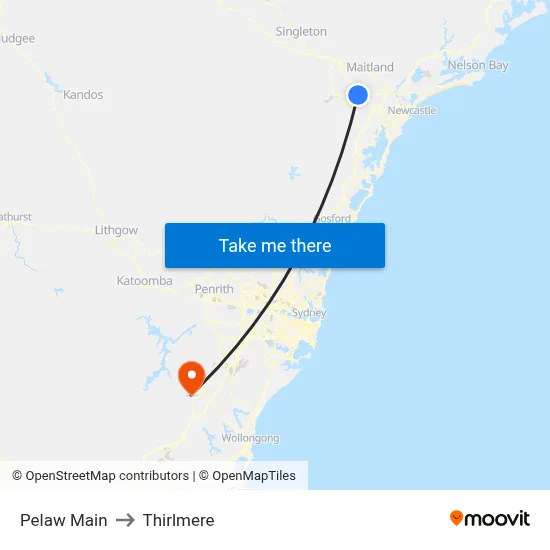 Pelaw Main to Thirlmere map