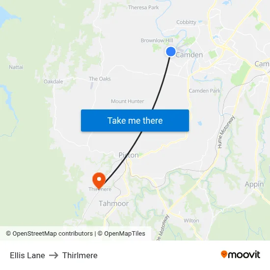 Ellis Lane to Thirlmere map