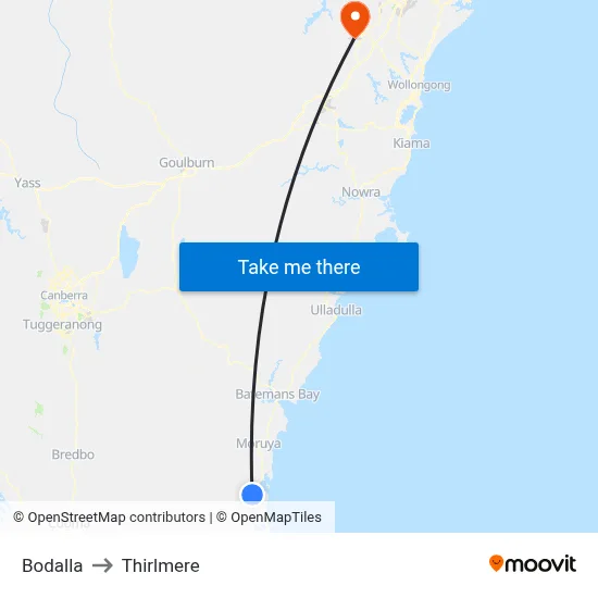 Bodalla to Thirlmere map