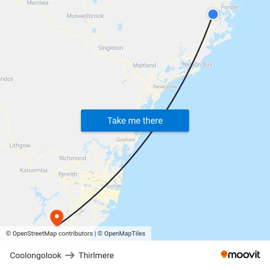Coolongolook to Thirlmere map