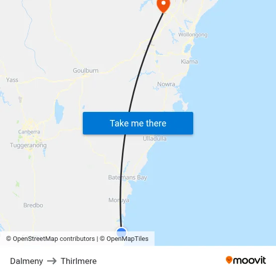 Dalmeny to Thirlmere map