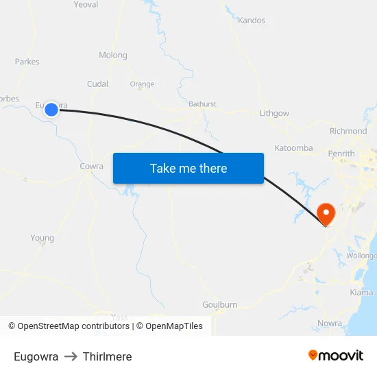 Eugowra to Thirlmere map