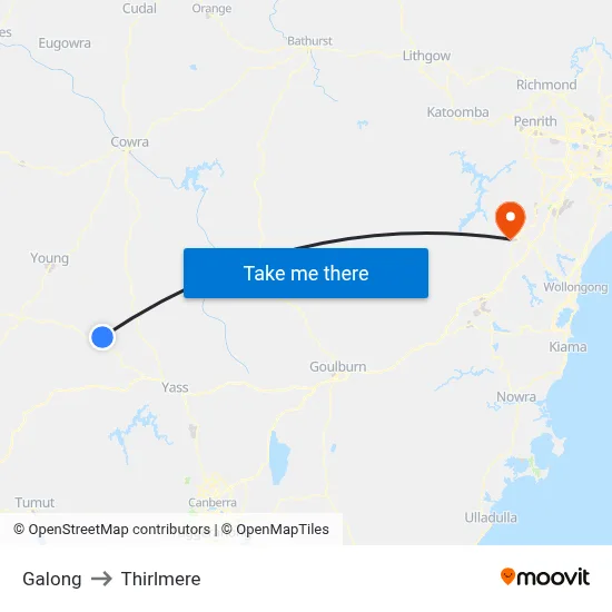Galong to Thirlmere map