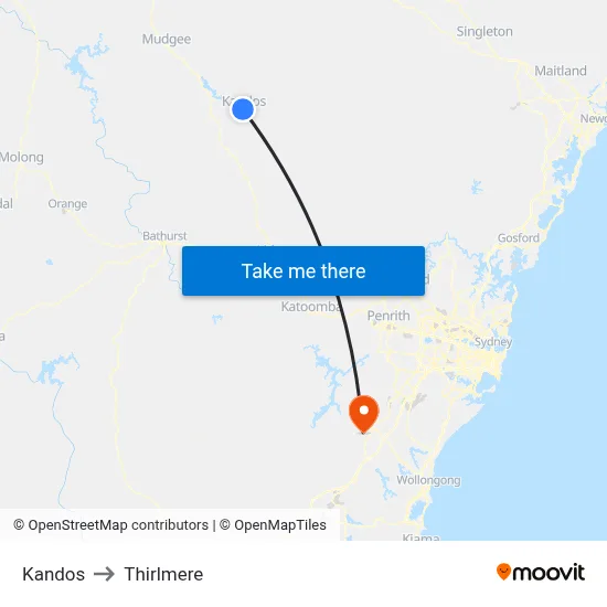 Kandos to Thirlmere map
