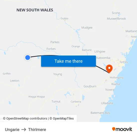 Ungarie to Thirlmere map