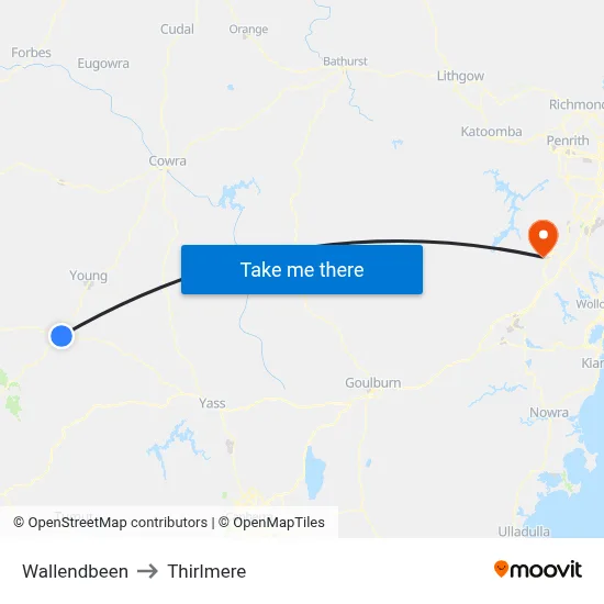 Wallendbeen to Thirlmere map