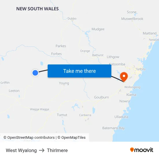 West Wyalong to Thirlmere map