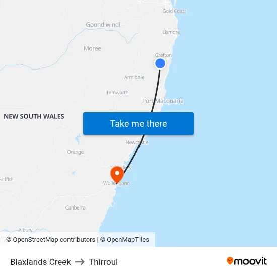 Blaxlands Creek to Thirroul map