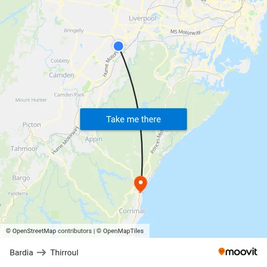 Bardia to Thirroul map