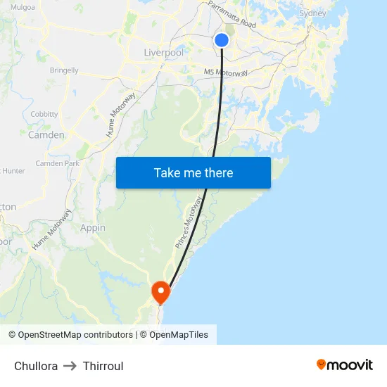 Chullora to Thirroul map