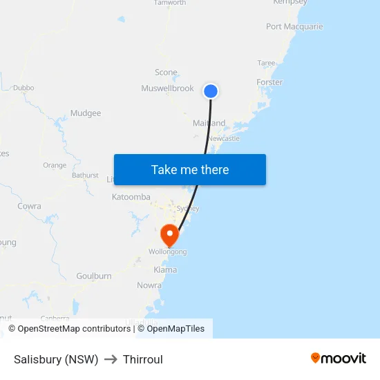 Salisbury (NSW) to Thirroul map