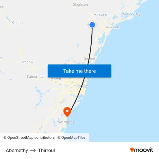 Abernethy to Thirroul map
