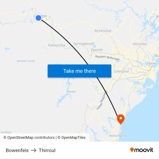 Bowenfels to Thirroul map