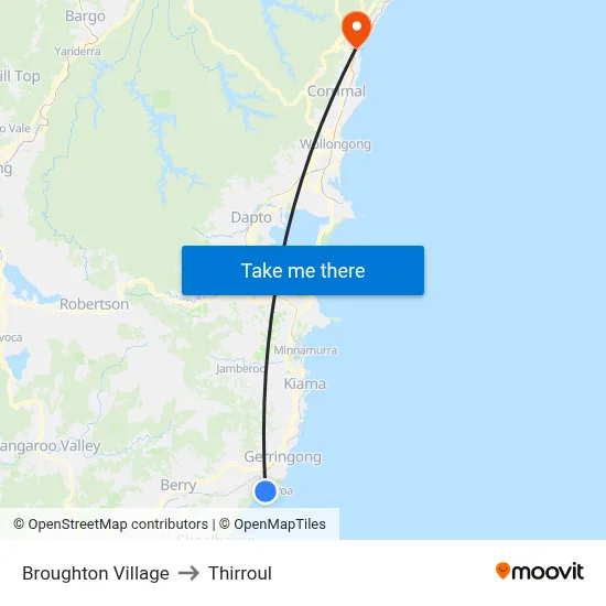 Broughton Village to Thirroul map