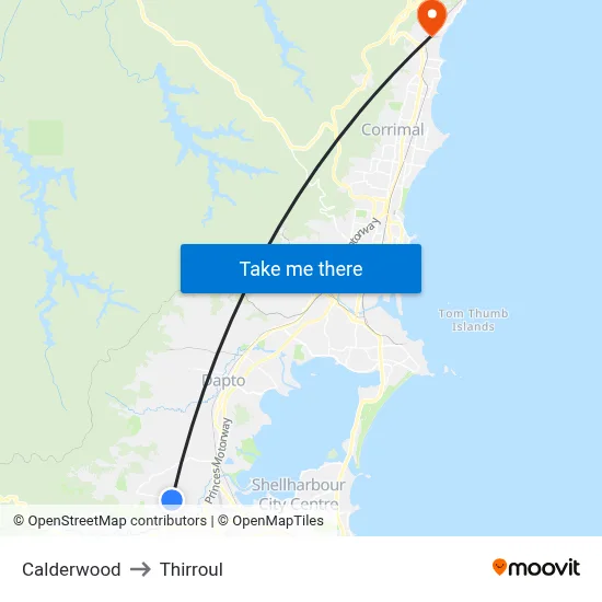 Calderwood to Thirroul map