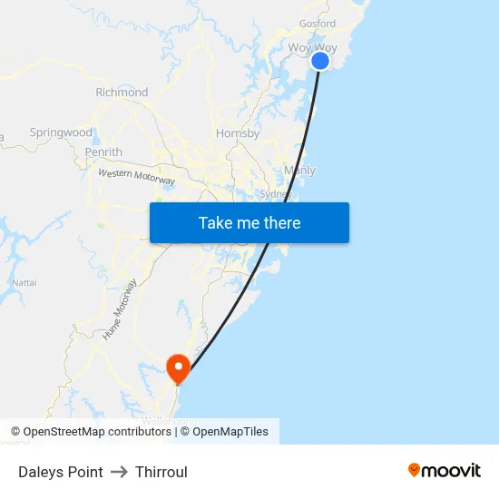Daleys Point to Thirroul map