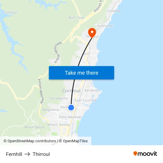 Fernhill to Thirroul map