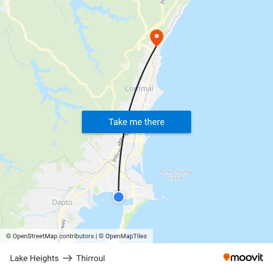 Lake Heights to Thirroul map