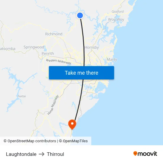 Laughtondale to Thirroul map