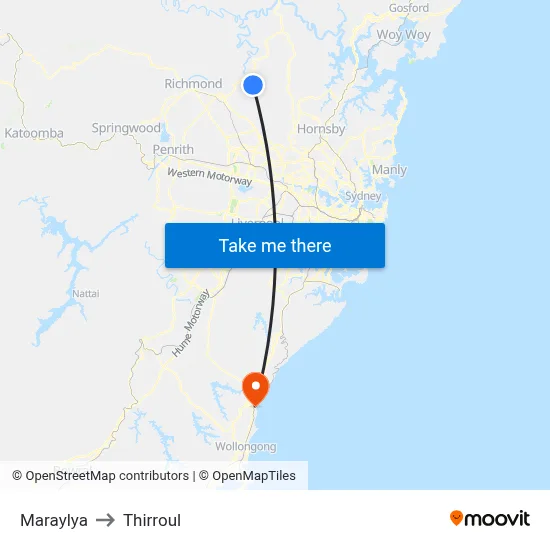 Maraylya to Thirroul map