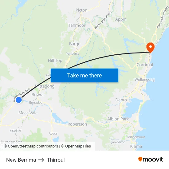 New Berrima to Thirroul map