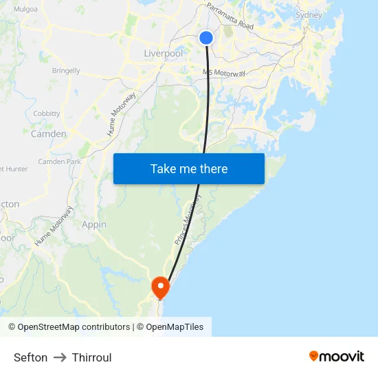 Sefton to Thirroul map