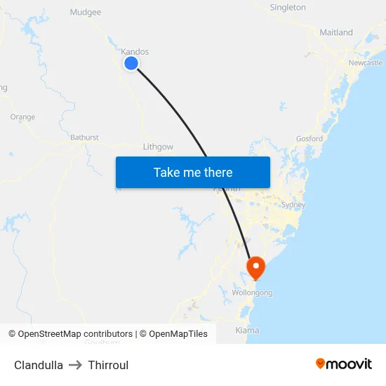 Clandulla to Thirroul map