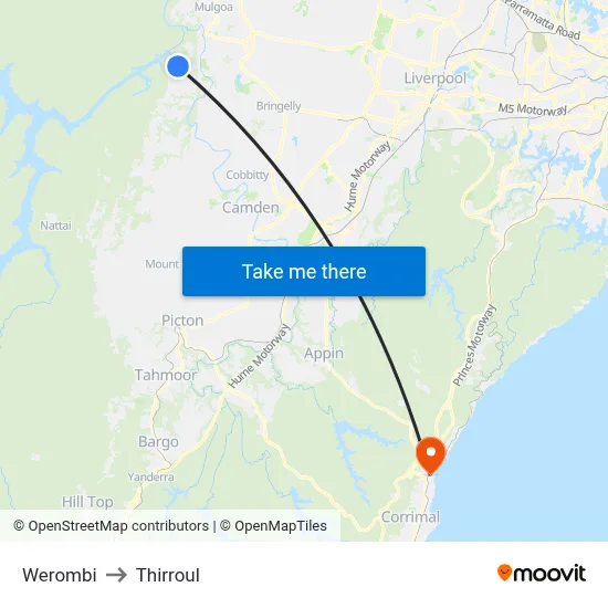 Werombi to Thirroul map