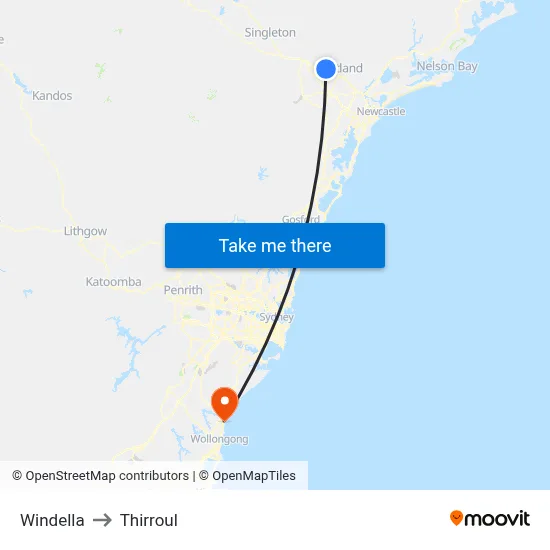 Windella to Thirroul map
