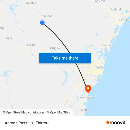 Aarons Pass to Thirroul map