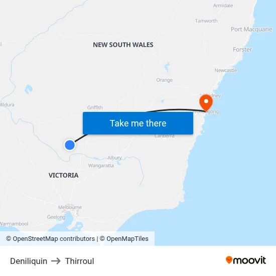 Deniliquin to Thirroul map