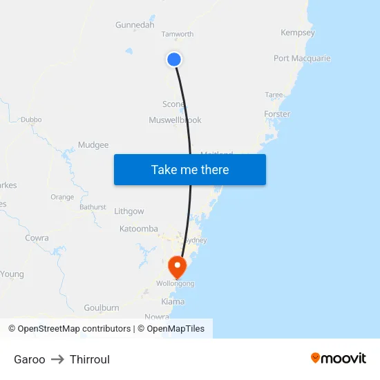 Garoo to Thirroul map