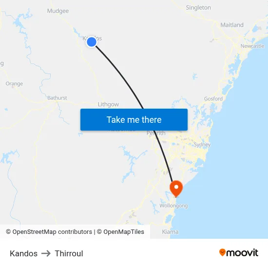 Kandos to Thirroul map
